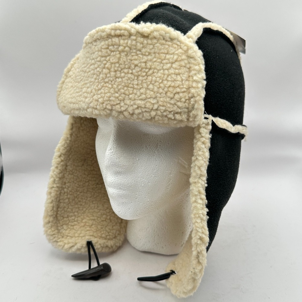 Chaos Trapper Hat Unisex One Size Black Beige Faux Fur Warm Winter Hunting NWT